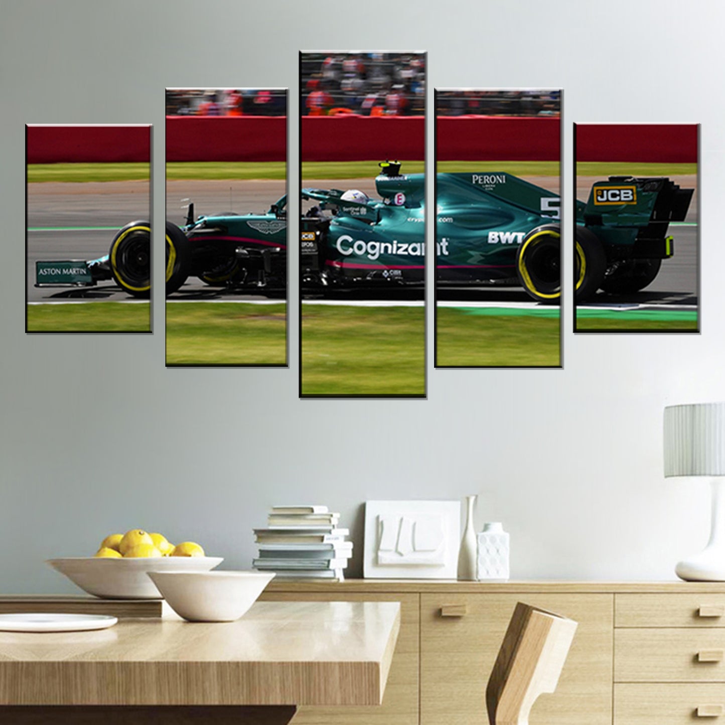 Poster & Bildende Kunst | F1 Essentials | aston-martin-amr21-sebastian-vettel-5-piece-poster-1 | Aston Martin AMR21 Silverstone Sebastian Vettel 5-Piece - Poster