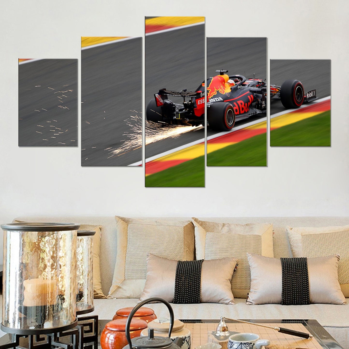 Poster & Bildende Kunst | Formula Essentials | red-bull-rb16-at-spa-verstappen-5-piece-poster | Red Bull RB16 at Spa Verstappen 5-Piece - Poster