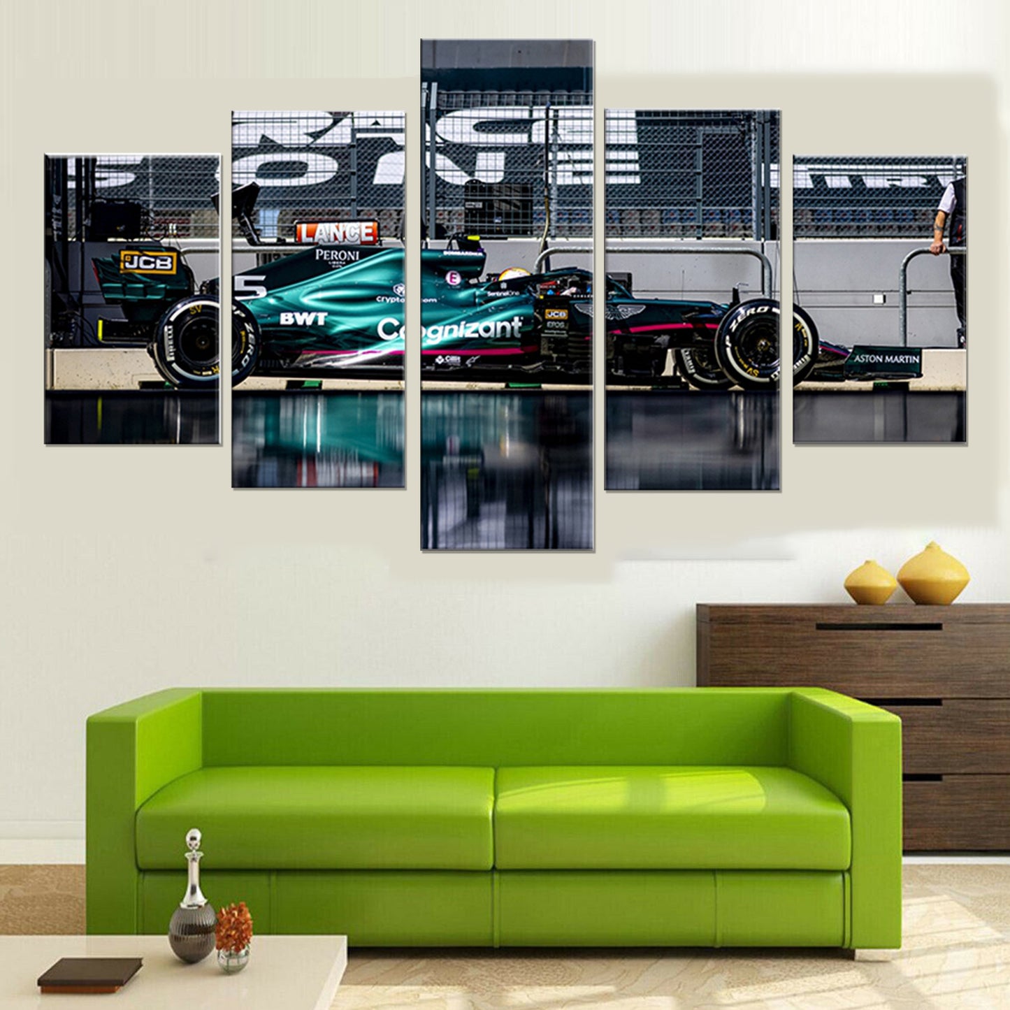 Poster & Bildende Kunst | F1 Essentials | aston-martin-amr21-sebastian-vettel-5-piece-poster | Aston Martin AMR21 Sebastian Vettel 5-Piece - Poster