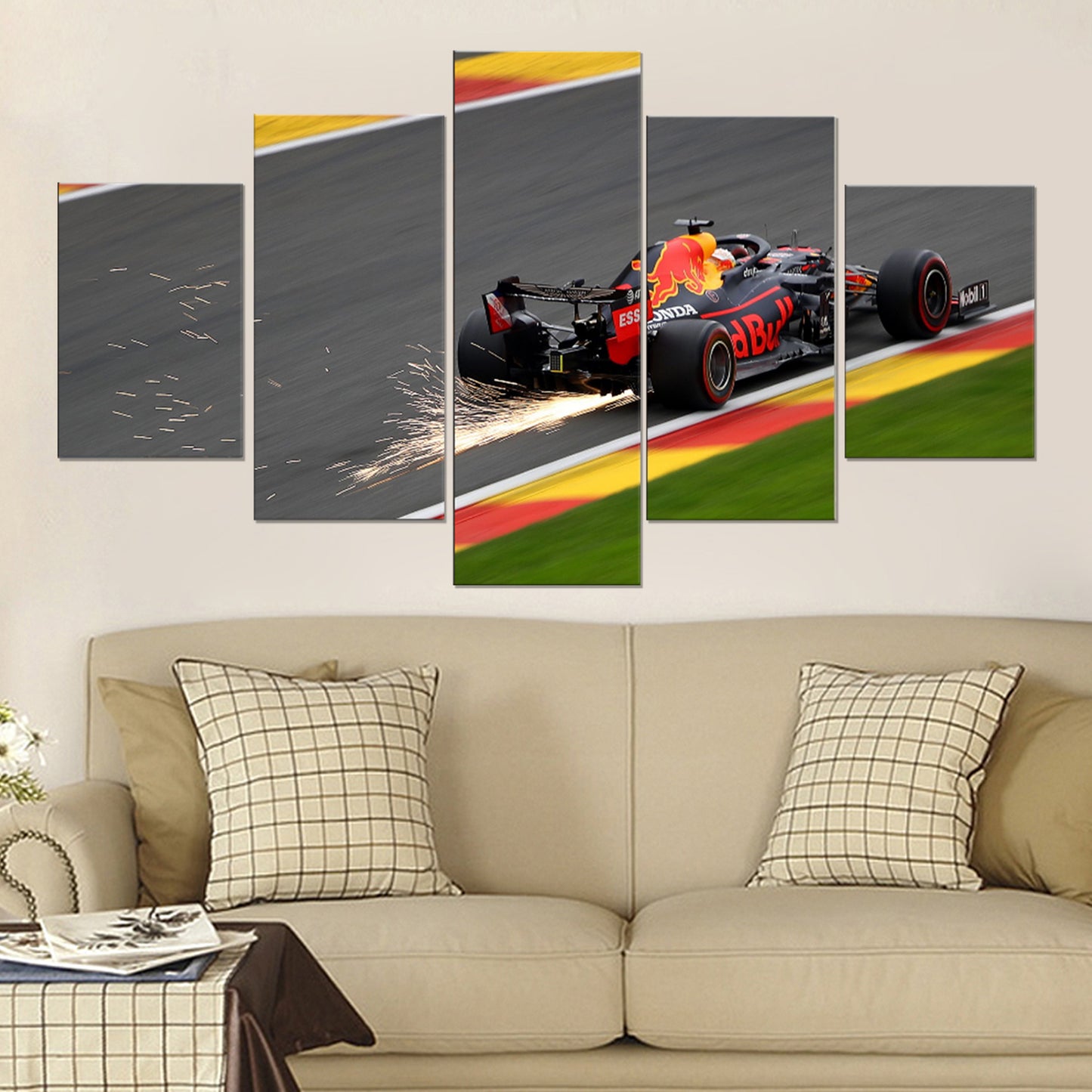 Poster & Bildende Kunst | Formula Essentials | red-bull-rb16-at-spa-verstappen-5-piece-poster | Red Bull RB16 at Spa Verstappen 5-Piece - Poster