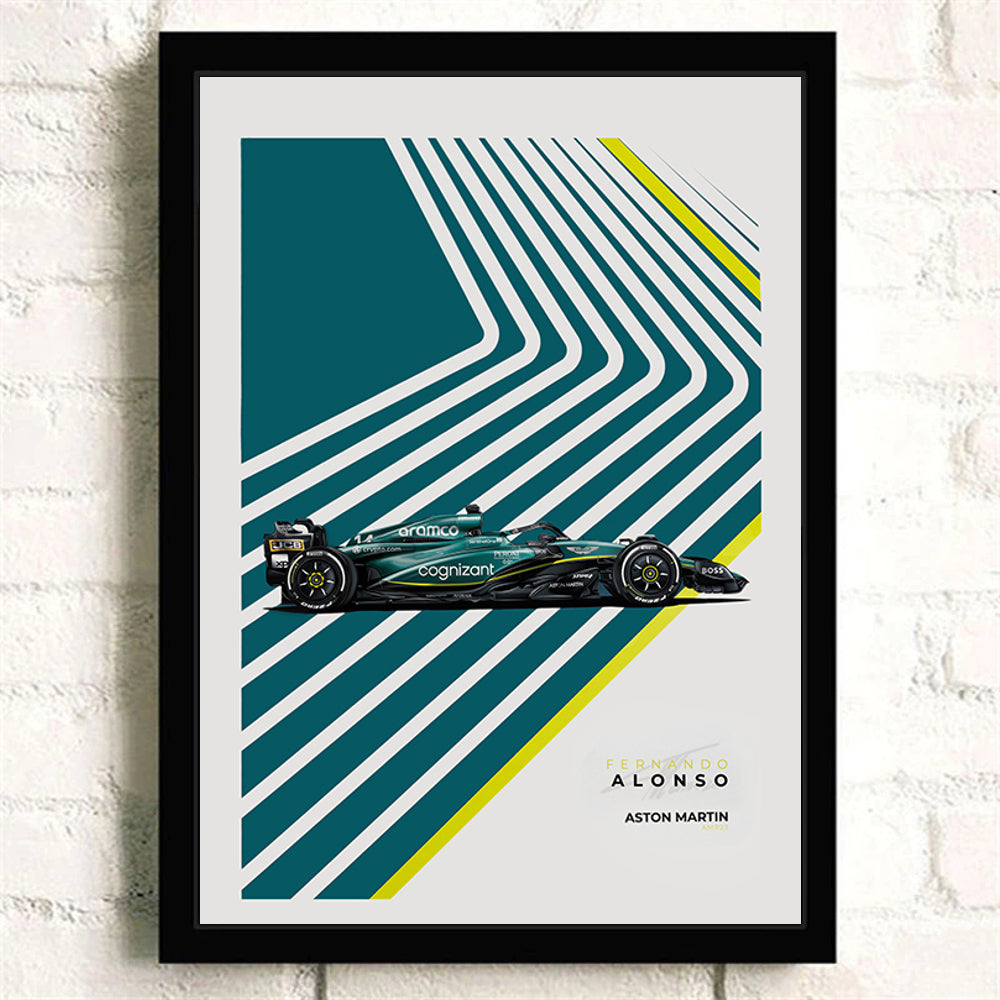 Aston Martin F1 AMR23 Poster (unframed), 24x36, Fernando Alonso, Wall Art