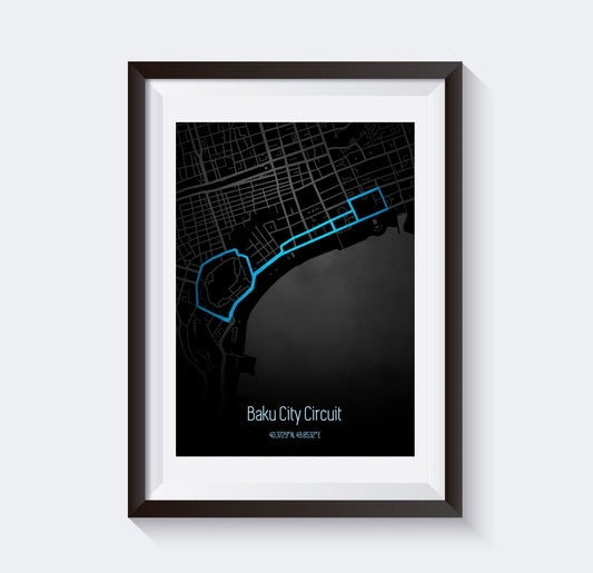 Poster & Bildende Kunst | Formula Essentials | baku-circuit-poster-v2 | Baku - Circuit Poster V2