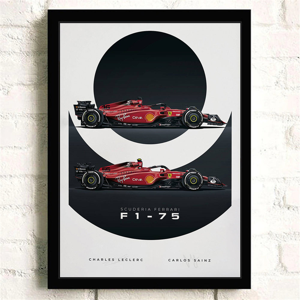 Poster & Bildende Kunst | Formula Essentials | ferrari-f1-75-team-poster | Ferrari F1-75 Team - Poster