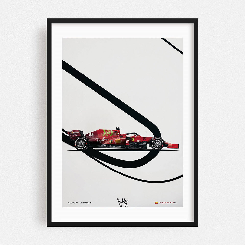 Poster & Bildende Kunst | Formula Essentials | ferrari-sf21-carlos-sainz-poster | Ferrari SF21 Carlos Sainz - Poster
