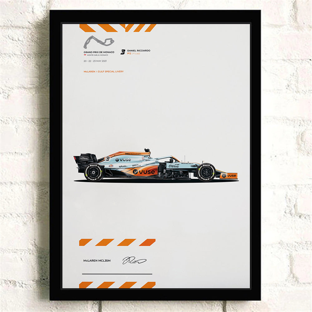 Poster & Bildende Kunst | Formula Essentials | mclaren-mcl35m-gulf-daniel-ricciardo-poster | Mclaren MCL35M Gulf Daniel Ricciardo - Poster