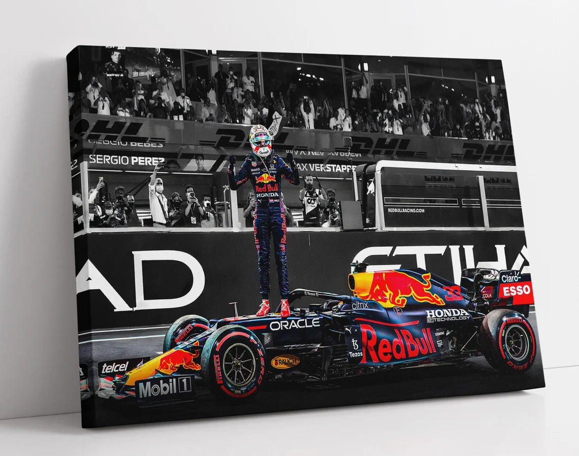 Poster & Bildende Kunst | Formula Essentials | red-bull-rb16b-max-verstappen-car-poster-wdc | Red Bull RB16b Max Verstappen - Car Poster