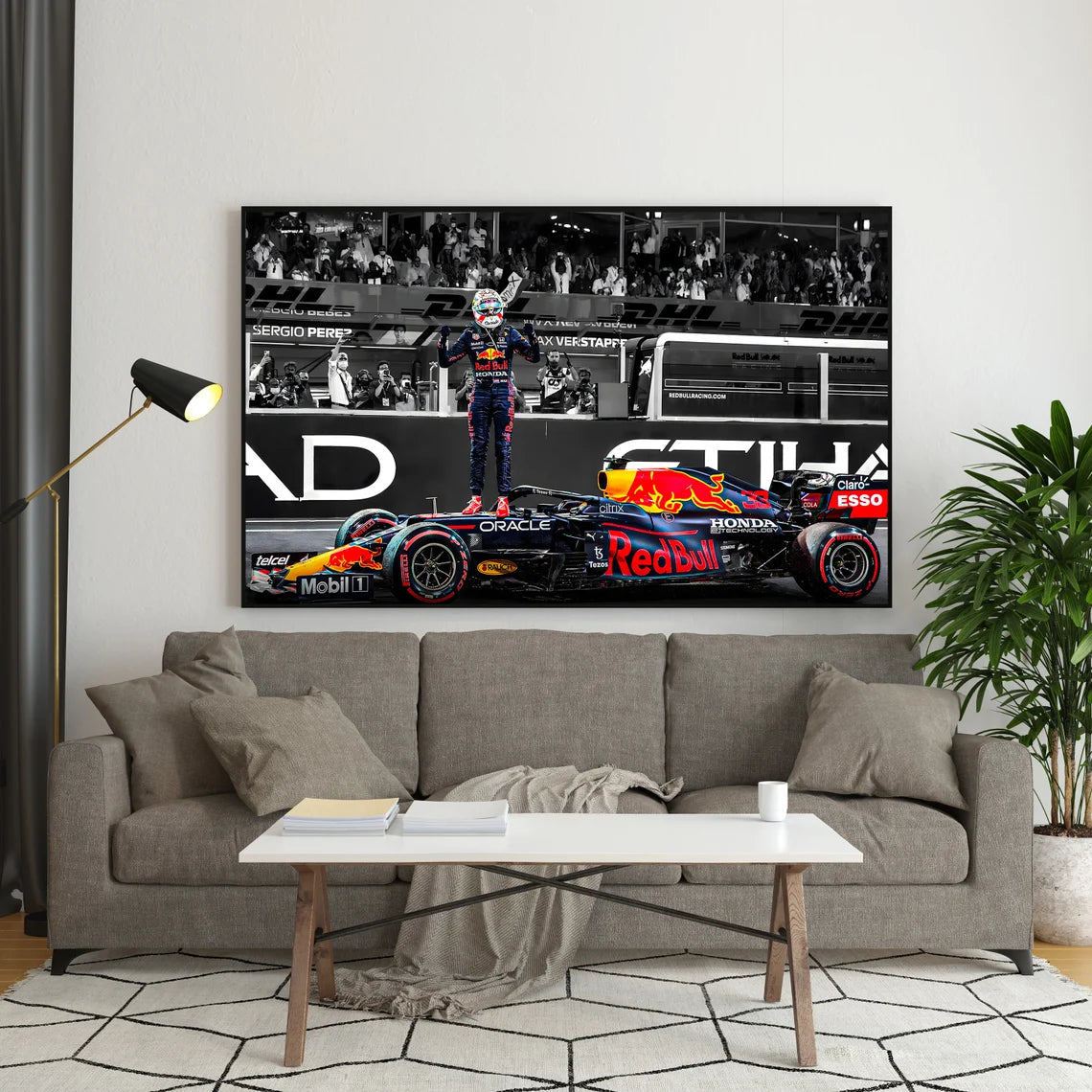Poster & Bildende Kunst | Formula Essentials | red-bull-rb16b-max-verstappen-car-poster-wdc | Red Bull RB16b Max Verstappen - Car Poster